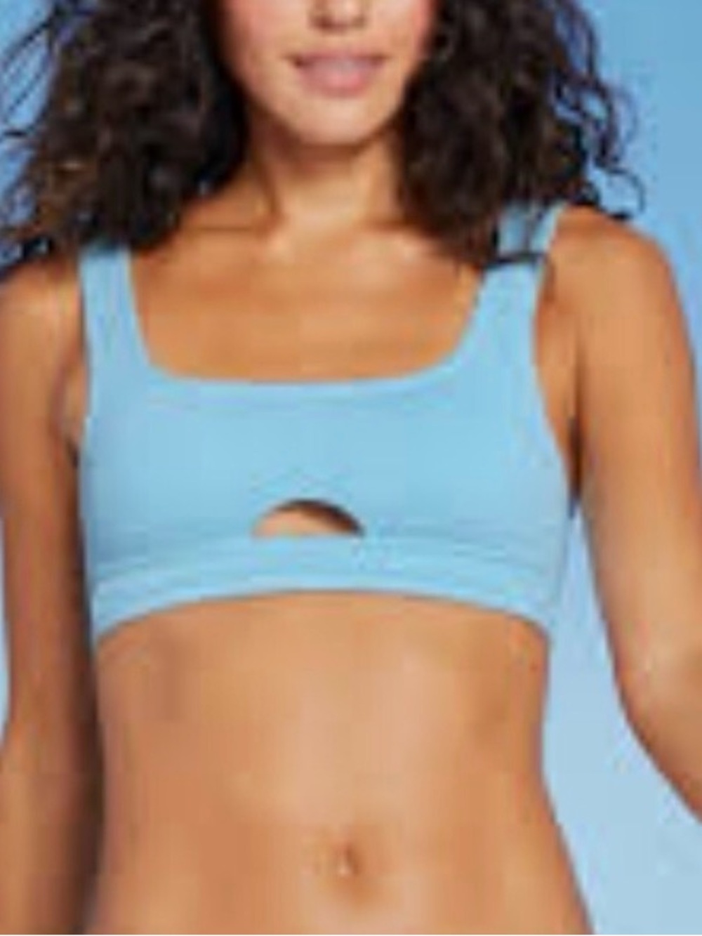 Xhileration light blue ribbed bikini top xl